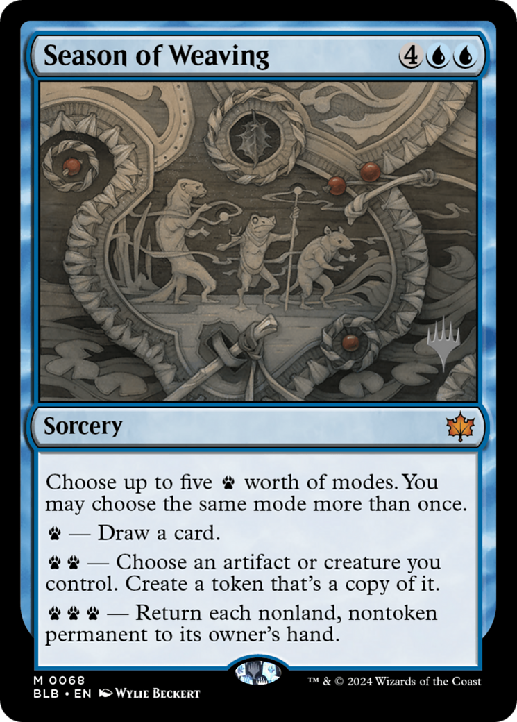 Season of Weaving (PBLB-68P) - Bloomburrow Promos Foil - Premium MTG Single from Wizards of the Coast - Just $7.40! Shop now at Game Crave Tournament Store