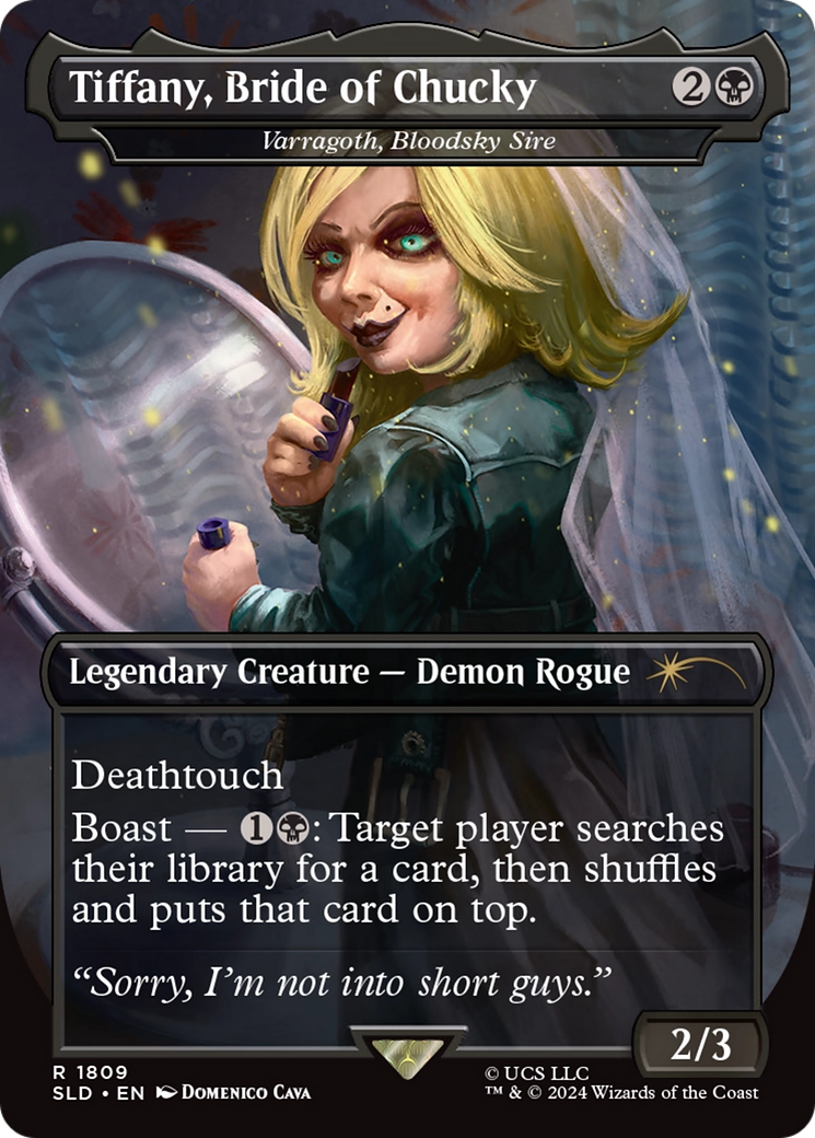 Varragoth, Bloodsky Sire (SLD-1809) - Secret Lair Drop / Tiffany, Bride of Chucky (Borderless) - Premium MTG Single from Wizards of the Coast - Just $5.01! Shop now at Game Crave Tournament Store