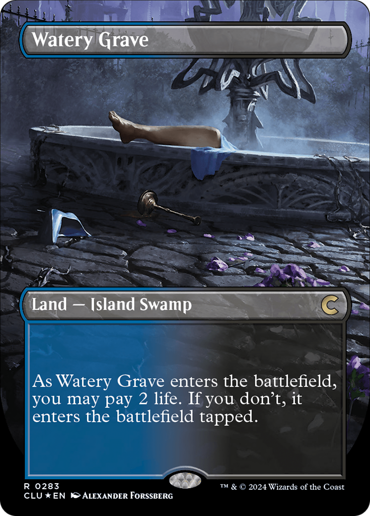 Watery Grave (CLU-283) - Ravnica: Clue Edition (Borderless) Foil - Premium MTG Single from Wizards of the Coast - Just $28.42! Shop now at Game Crave Tournament Store