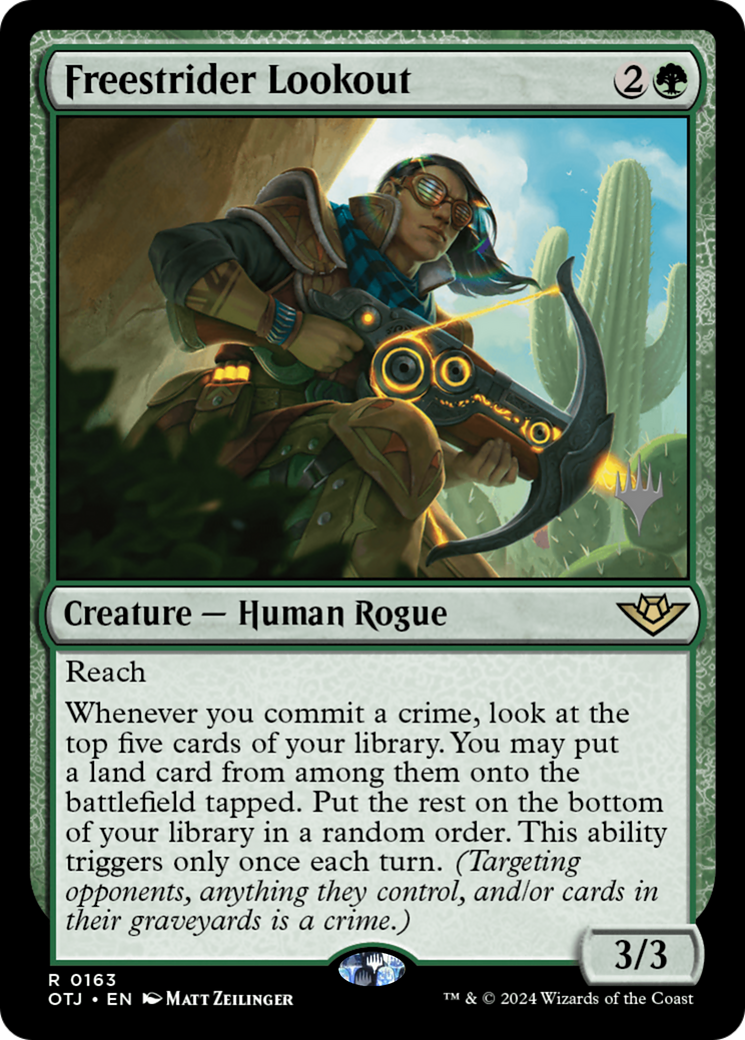Freestrider Lookout (POTJ-163P) - Outlaws of Thunder Junction Promos - Premium MTG Single from Wizards of the Coast - Just $0.46! Shop now at Game Crave Tournament Store