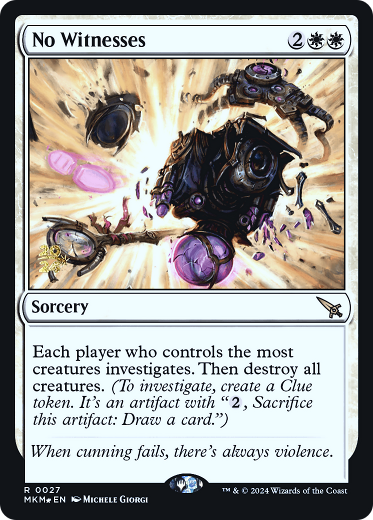 No Witnesses (PMKM-27S) - Murders at Karlov Manor Promos Foil - Premium MTG Single from Wizards of the Coast - Just $0.39! Shop now at Game Crave Tournament Store