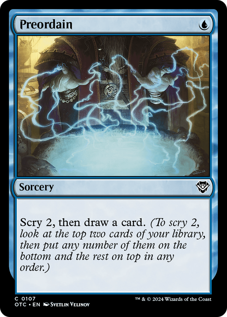 Preordain (OTC-107) - Outlaws of Thunder Junction Commander - Premium MTG Single from Wizards of the Coast - Just $0.65! Shop now at Game Crave Tournament Store