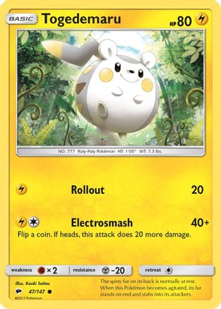 Togedemaru 47/147 - Burning Shadows Reverse Holofoil