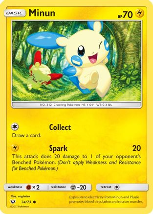 Minun 34/73 - Shining Legends Reverse Holofoil