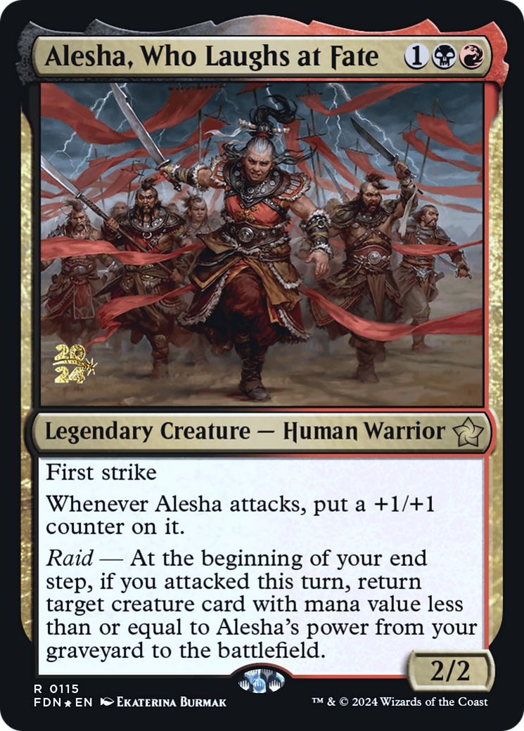Alesha, Who Laughs at Fate (PRE-115S) - Foundations Promos Foil - Premium MTG Single from Wizards of the Coast - Just $0.41! Shop now at Game Crave Tournament Store
