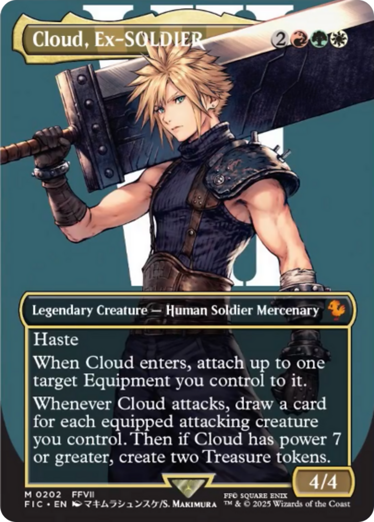 Cloud, Ex-SOLDIER (FIC-202) - Commander: FINAL FANTASY (Borderless) Foil - Premium MTG Single from Wizards of the Coast - Just $48.74! Shop now at Game Crave Tournament Store