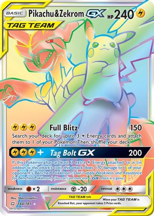 Pikachu & Zekrom-GX 184/181 - Team Up Holofoil