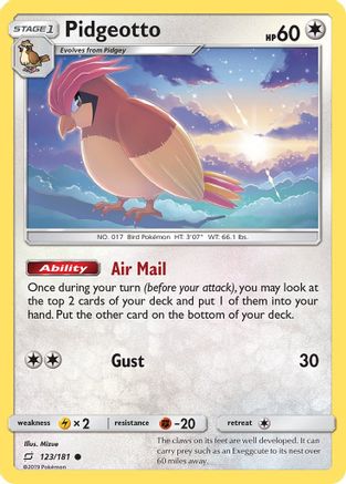 Pidgeotto 123/181 - Team Up Reverse Holofoil
