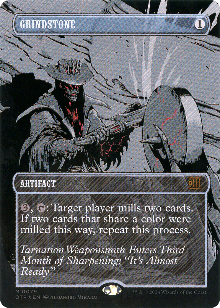 Grindstone (OTP-079) - Breaking News (Borderless) Foil - Premium MTG Single from Wizards of the Coast - Just $18.80! Shop now at Game Crave Tournament Store
