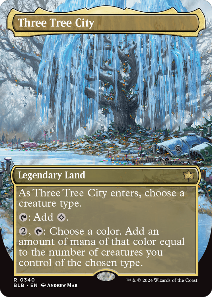 Three Tree City (BLB-340) - Bloomburrow (Borderless) Foil - Premium MTG Single from Wizards of the Coast - Just $68.26! Shop now at Game Crave Tournament Store