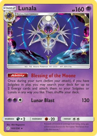 Lunala 102/236 - SM Cosmic Eclipse Reverse Holofoil