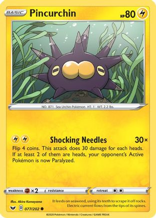 Pincurchin 77/202 - Sword & Shield Reverse Holofoil