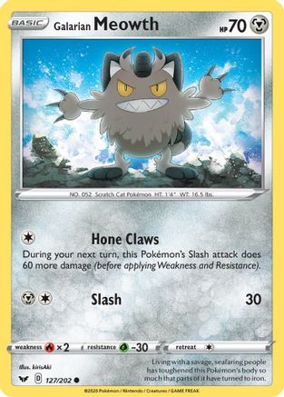 Galarian Meowth 127/202 - Sword & Shield Reverse Holofoil