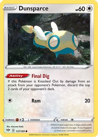 Dunsparce 137/189 - Darkness Ablaze Reverse Holofoil