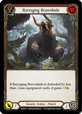 Barraging Brawnhide (Red) (WTR176) - Welcome to Rathe 1st Edition Rainbow Foil