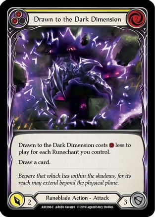 Drawn to the Dark Dimension (Yellow) (ARC098) - Arcane Rising 1st Edition Rainbow Foil