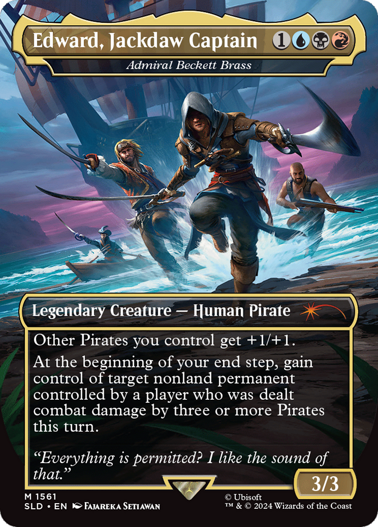 Admiral Beckett Brass (SLD-1561) - Secret Lair Drop / Edward, Jackdaw Captain (Borderless) - Premium MTG Single from Wizards of the Coast - Just $7.98! Shop now at Game Crave Tournament Store