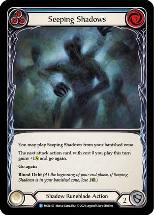 Seeping Shadows (Blue) (MON167) - Monarch 1st Edition Rainbow Foil