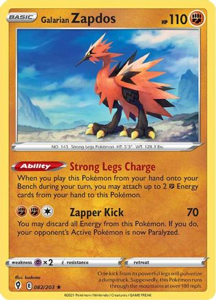 Galarian Zapdos 82/203 - Evolving Skies Holofoil
