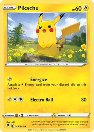 Pikachu 49/203 - Evolving Skies Reverse Holofoil