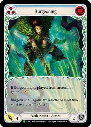 Burgeoning (Blue) (LGS071) - Flesh and Blood: Promo Cards Rainbow Foil