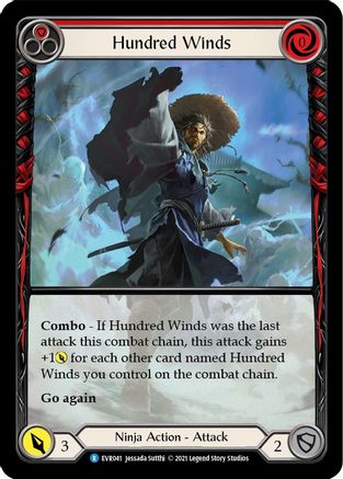 Hundred Winds (Red) (Extended Art) (EVR041) - Everfest 1st Edition Rainbow Foil