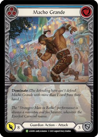 Macho Grande (Blue) (LGS089) - Flesh and Blood: Promo Cards Rainbow Foil