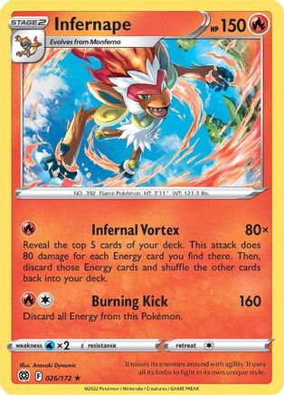 Infernape 26/172 - Brilliant Stars Reverse Holofoil