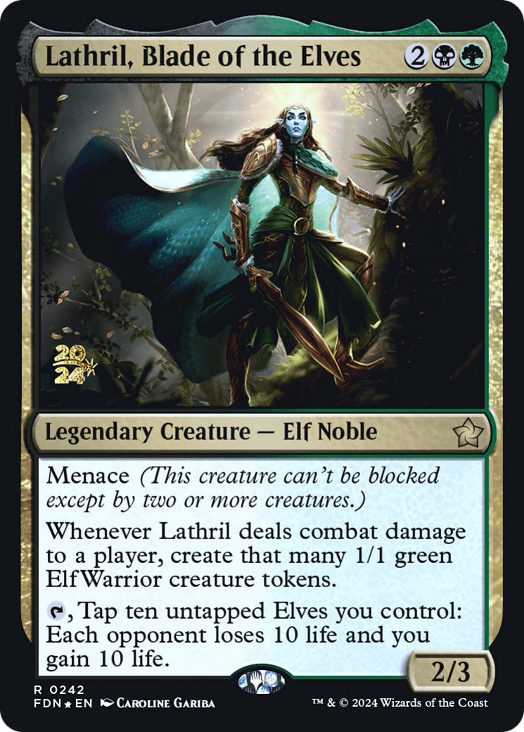 Lathril, Blade of the Elves (PRE-242S) - Foundations Promos Foil - Premium MTG Single from Wizards of the Coast - Just $0.31! Shop now at Game Crave Tournament Store