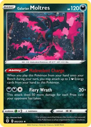 Galarian Moltres - 093/203 (Cosmos Holo) 93 - Miscellaneous Cards & Products Holofoil