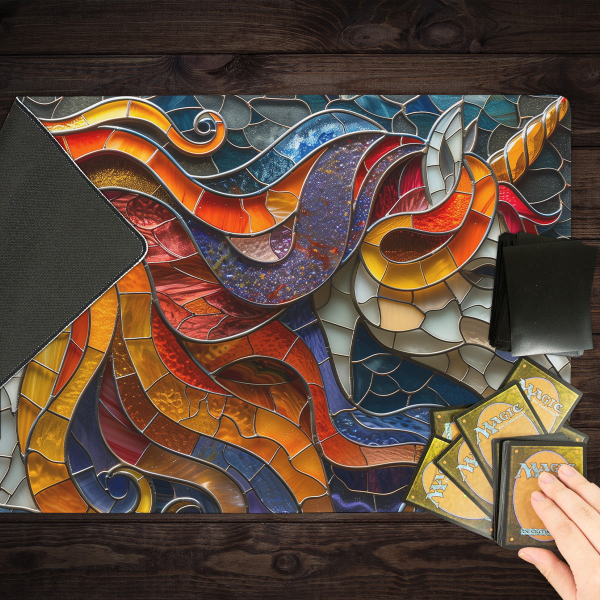 Stained Glass Unicorn Playmat - Premium Playmat from Inked Gaming - Just $34.99! Shop now at Game Crave Tournament Store