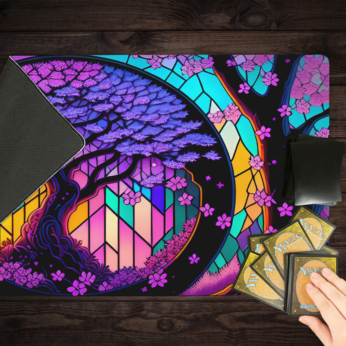 Stained Glass Cherry Blossom Playmat - Premium Playmat from Inked Gaming - Just $34.99! Shop now at Game Crave Tournament Store