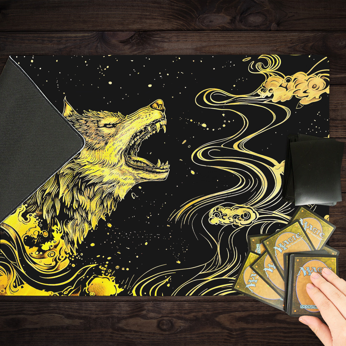 Wolf Molten Gold Playmat - Premium Playmat from Inked Gaming - Just $34.99! Shop now at Game Crave Tournament Store