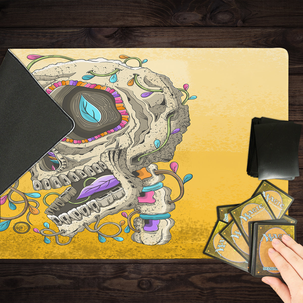 The Fall Colors Skull Playmat - Premium Desk Mat from Inked Gaming - Just $34.99! Shop now at Game Crave Tournament Store