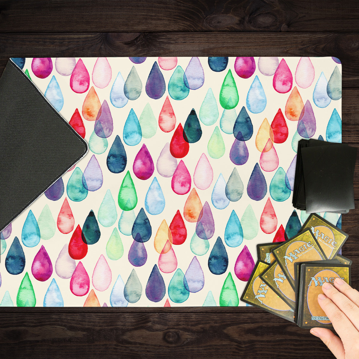 Watercolour Rainbow Drops Playmat - Premium Desk Mat from Inked Gaming - Just $34.99! Shop now at Game Crave Tournament Store