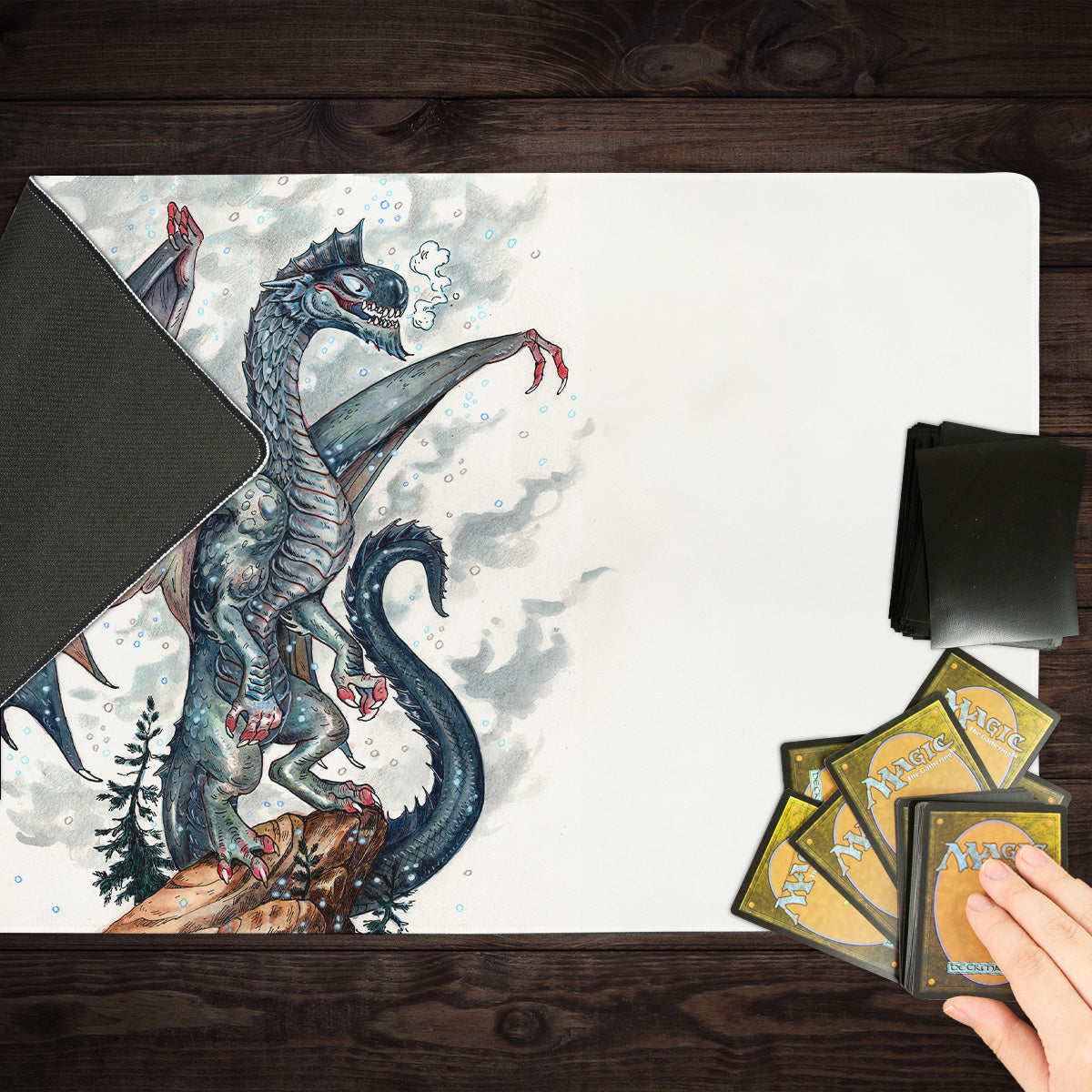 Young Silver Dragon Playmat - Premium Playmat from Inked Gaming - Just $34.99! Shop now at Game Crave Tournament Store