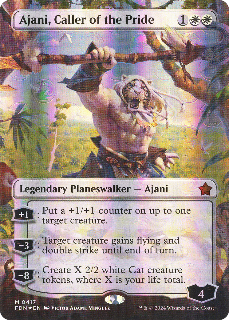 Ajani, Caller of the Pride (FDN-417) - Foundations (Borderless) Foil - Premium MTG Single from Wizards of the Coast - Just $22.22! Shop now at Game Crave Tournament Store