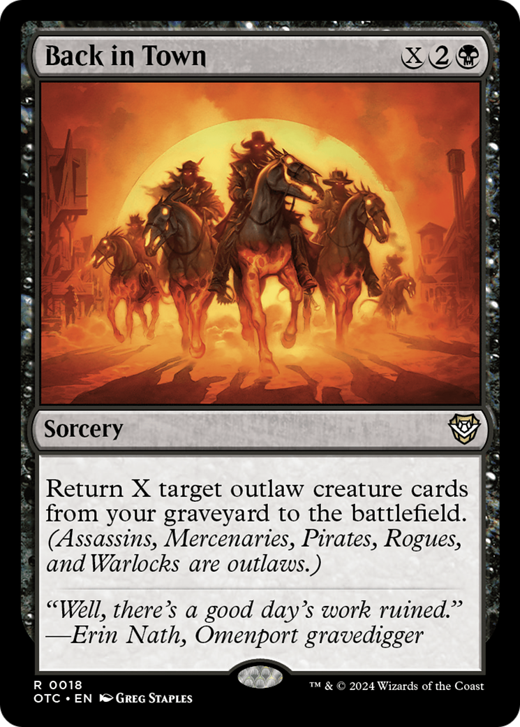 Back in Town (OTC-018) - Outlaws of Thunder Junction Commander - Premium MTG Single from Wizards of the Coast - Just $0.81! Shop now at Game Crave Tournament Store