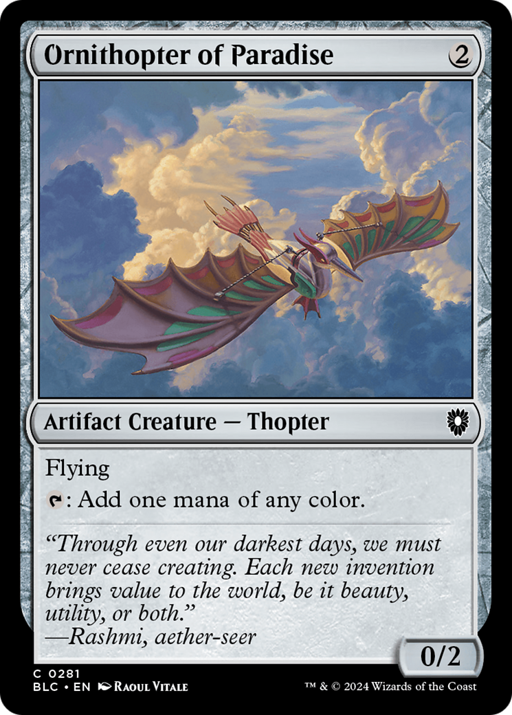 Ornithopter of Paradise (BLC-281) - Bloomburrow Commander - Premium MTG Single from Wizards of the Coast - Just $0.26! Shop now at Game Crave Tournament Store