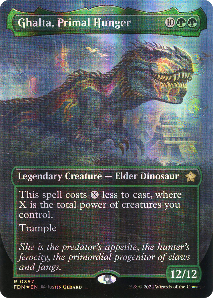 Ghalta, Primal Hunger (FDN-397) - Foundations (Borderless) Foil - Premium MTG Single from Wizards of the Coast - Just $19.84! Shop now at Game Crave Tournament Store