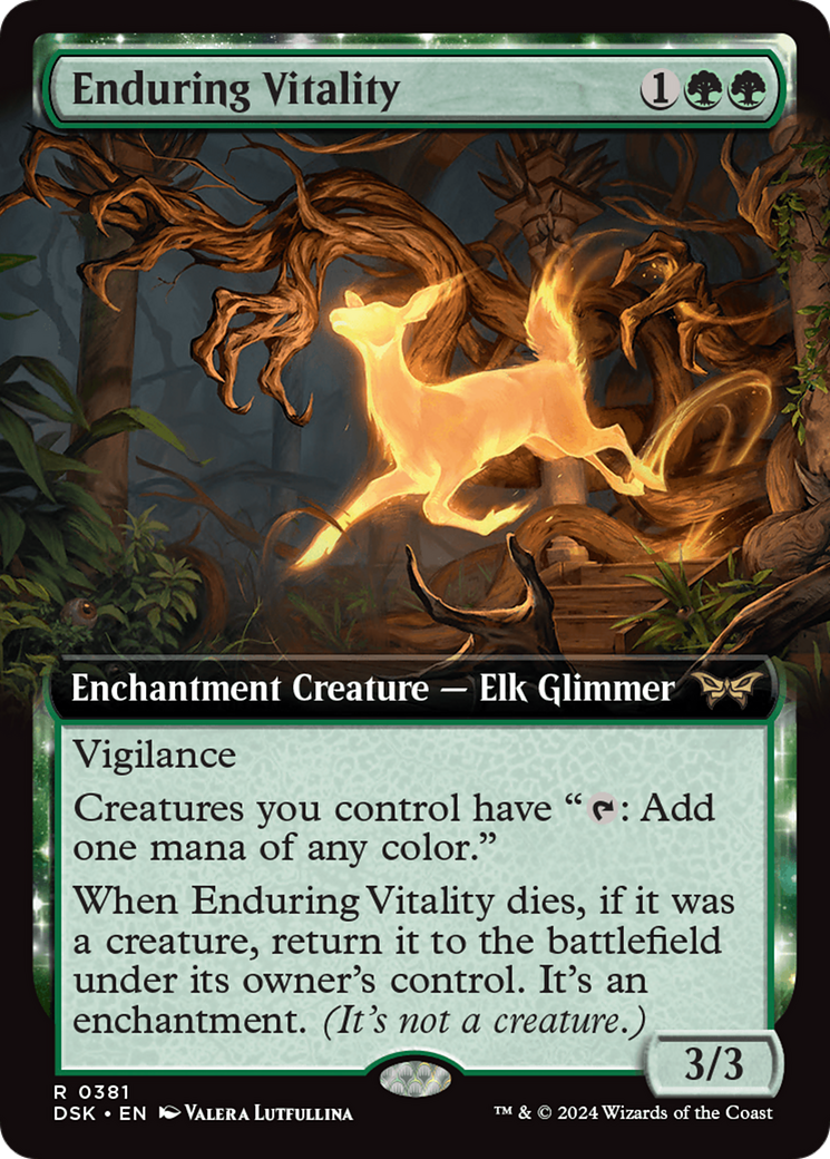 Enduring Vitality (DSK-381) - Duskmourn: House of Horror: (Extended Art, nyxtouched) Foil - Premium MTG Single from Wizards of the Coast - Just $4.89! Shop now at Game Crave Tournament Store