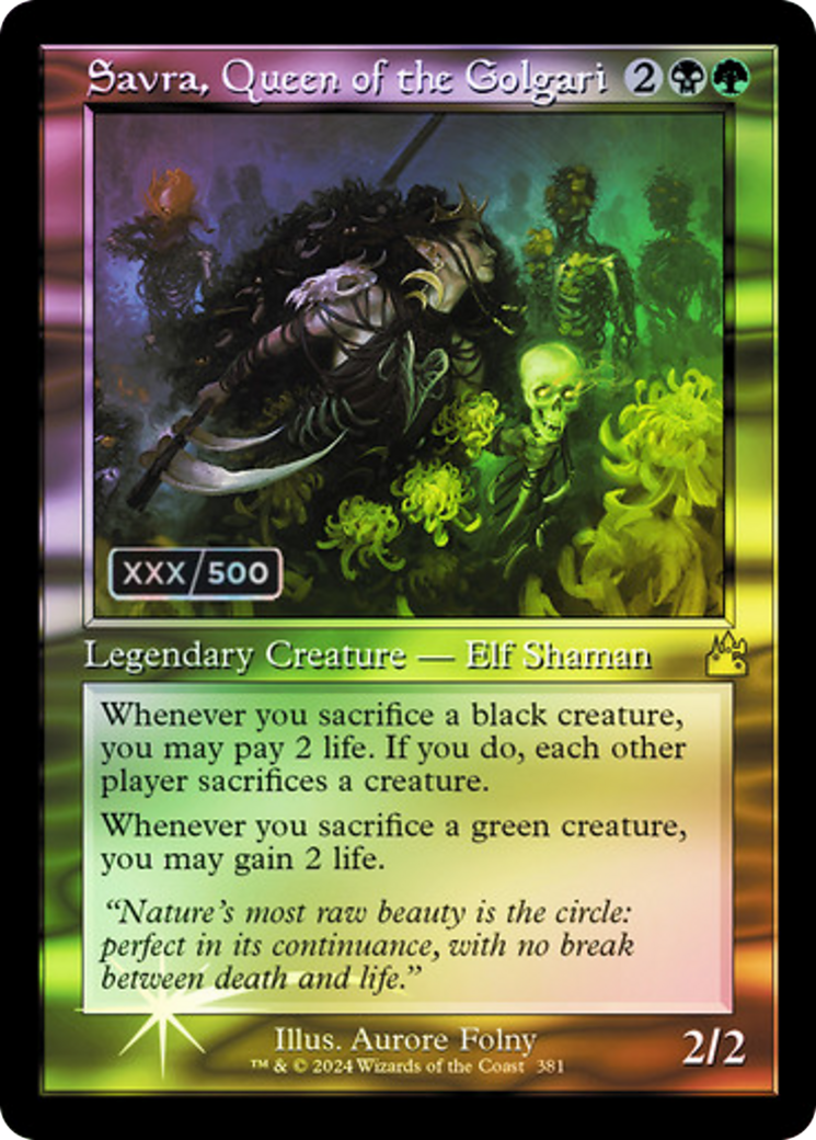 Savra, Queen of the Golgari (RVR-381Z) - Ravnica Remastered Foil - Premium MTG Single from Wizards of the Coast - Just $127.59! Shop now at Game Crave Tournament Store