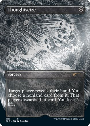Thoughtseize (Borderless) (Foil Etched) (SLD-1117) - Secret Lair Drop Series Foil - Premium MTG Single from Wizards of the Coast - Just $9.60! Shop now at Game Crave Tournament Store