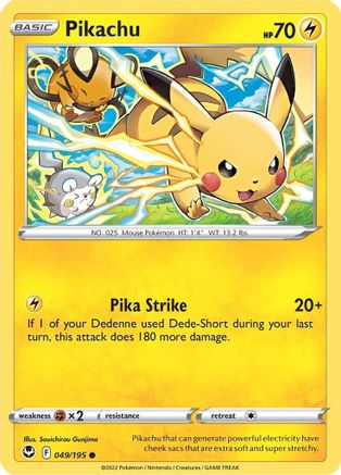 Pikachu 49/195 - Silver Tempest Reverse Holofoil