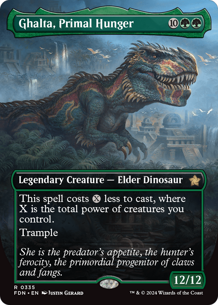 Ghalta, Primal Hunger (FDN-335) - Foundations (Borderless) Foil - Premium MTG Single from Wizards of the Coast - Just $3.46! Shop now at Game Crave Tournament Store