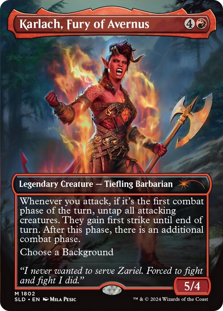 Karlach, Fury of Avernus (SLD-1802) - Secret Lair Drop (Borderless) Foil - Premium MTG Single from Wizards of the Coast - Just $0! Shop now at Game Crave Tournament Store
