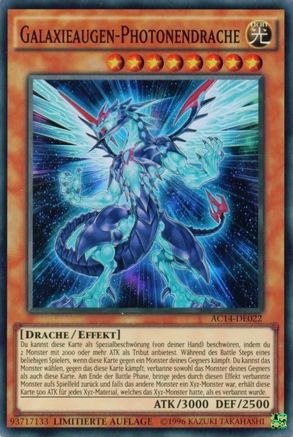 Galaxy-Eyes Photon Dragon (German) - "Galaxieaugen-Photonendrache" (AC14-DE022) - Advent Calendar 2014 (Adventskalender ZEXAL-Edition) - Premium Yugioh Single from Konami - Just $7.16! Shop now at Game Crave Tournament Store