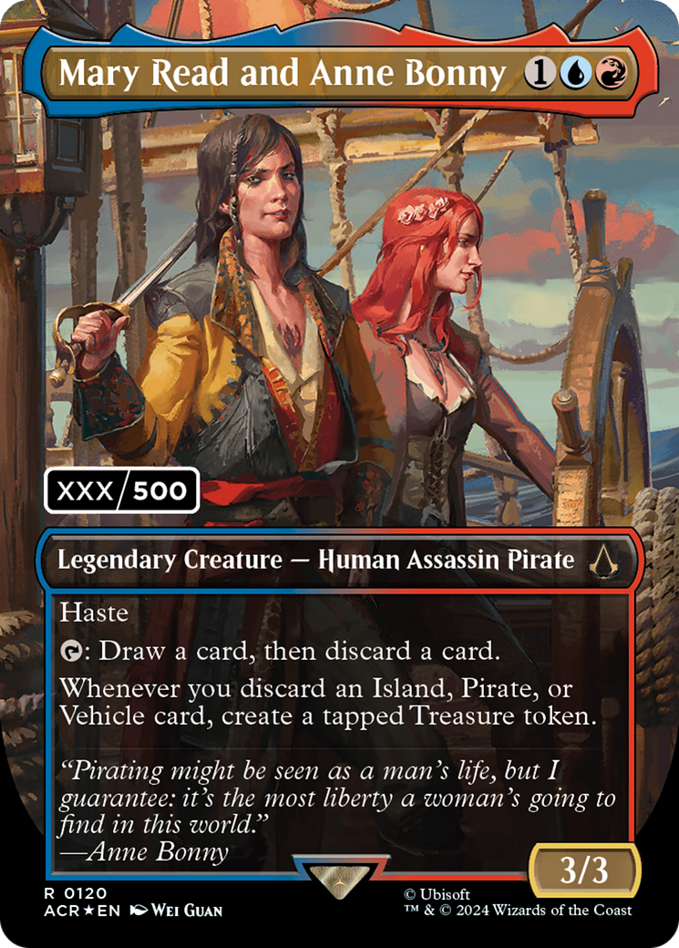 Mary Read and Anne Bonny (ACR-120Z) - Assassin's Creed (Borderless) Foil - Premium MTG Single from Wizards of the Coast - Just $267.58! Shop now at Game Crave Tournament Store