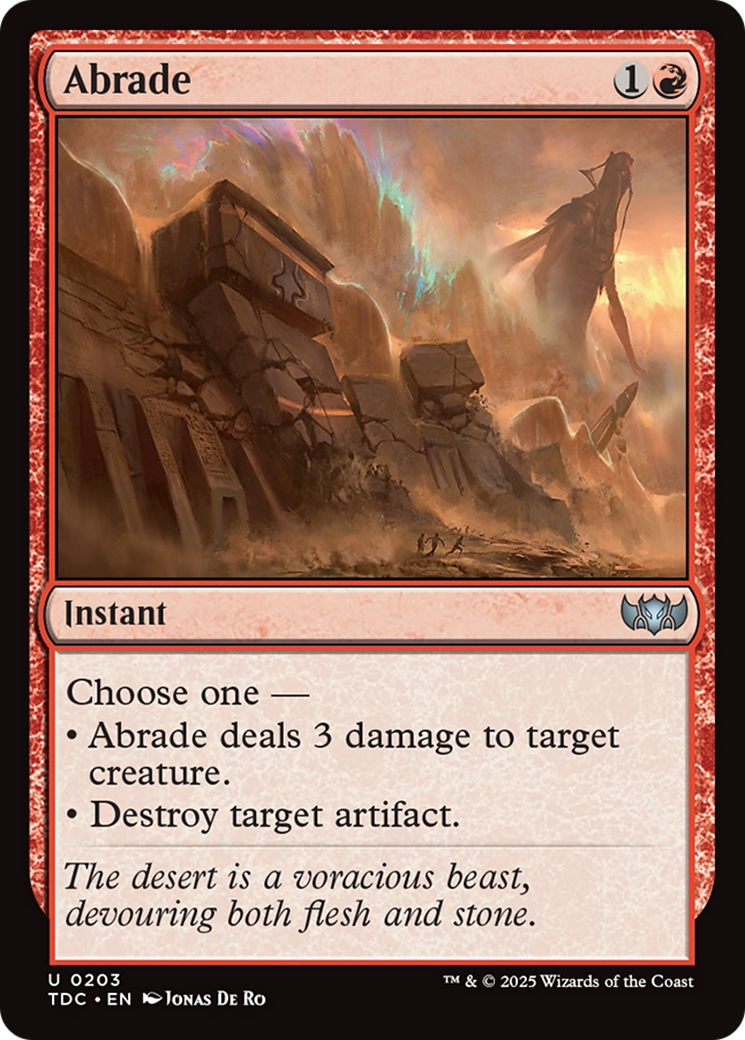 Abrade (TDC-203) - Tarkir: Dragonstorm Commander - Premium MTG Single from Wizards of the Coast - Just $0.08! Shop now at Game Crave Tournament Store