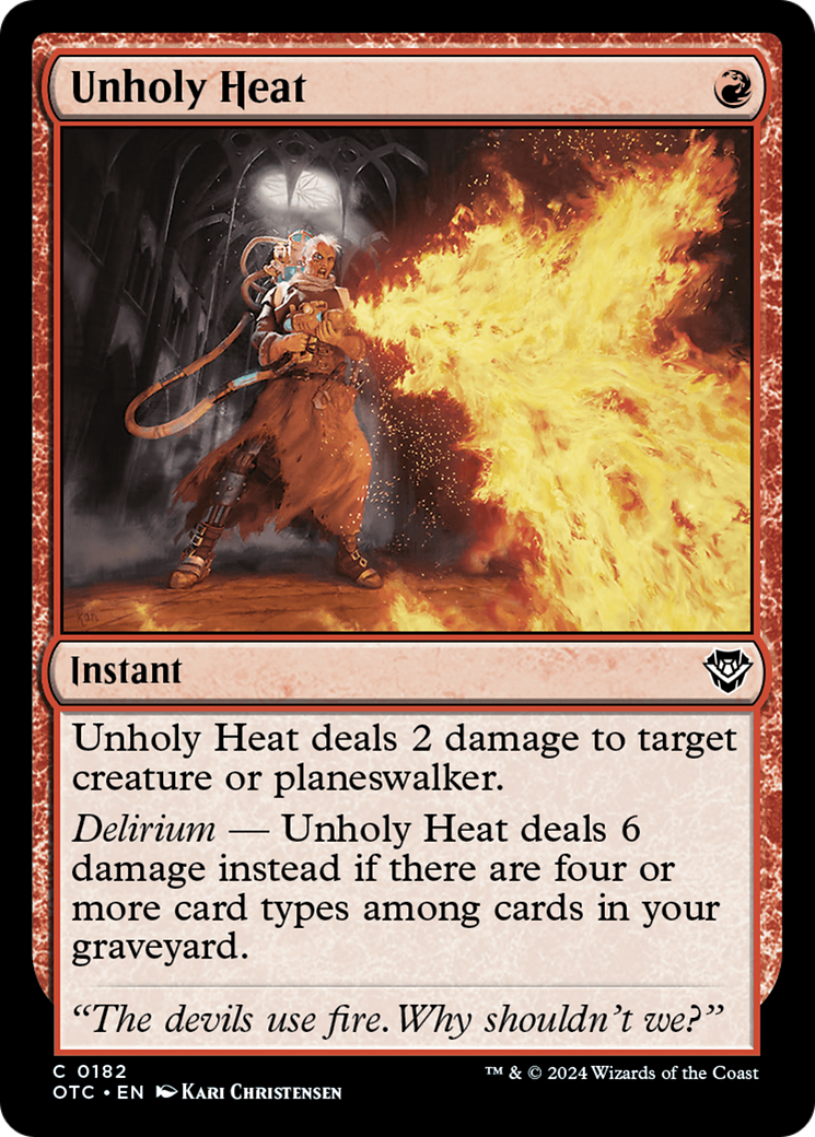 Unholy Heat (OTC-182) - Outlaws of Thunder Junction Commander - Premium MTG Single from Wizards of the Coast - Just $0.25! Shop now at Game Crave Tournament Store